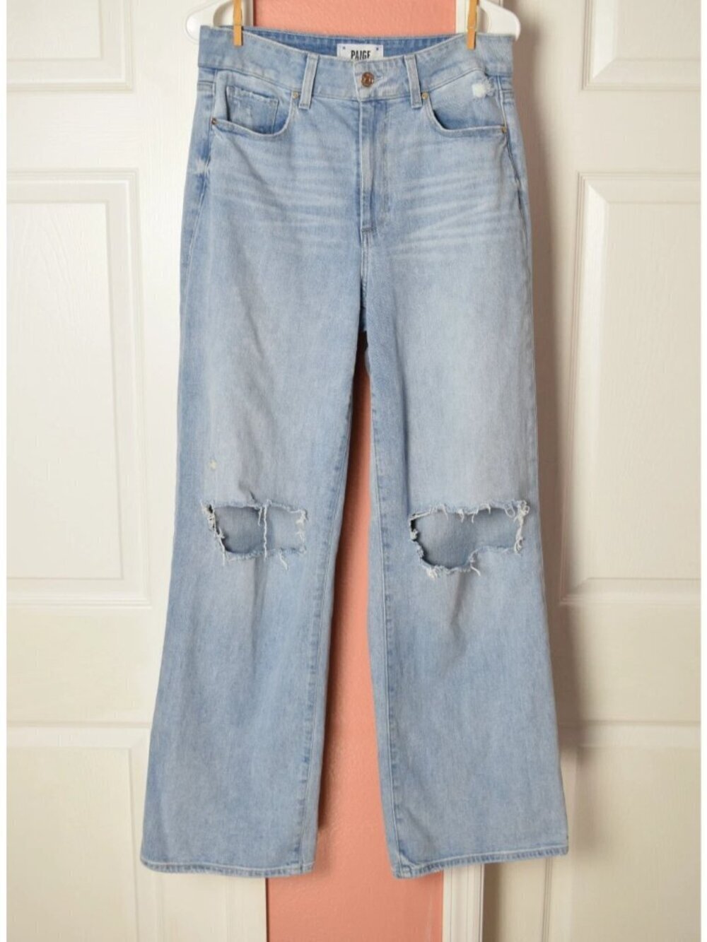 PAIGE SASHA HIGH WAIST WIDE LEG JEANS - MAEVE DESTRUCTED - Picture 4 of 16